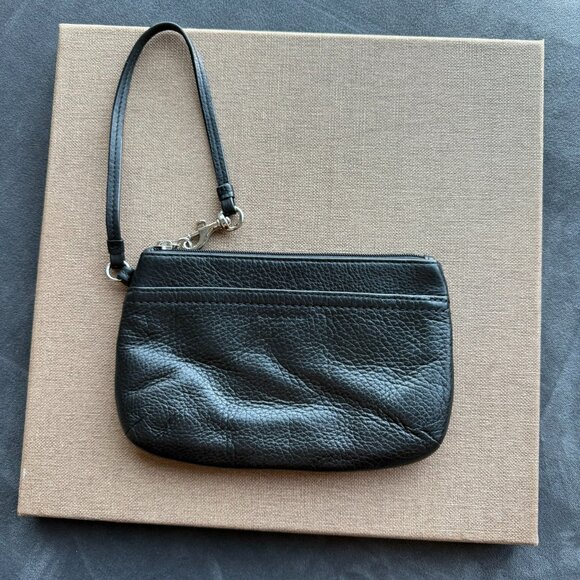 Coach Handbags - Coach Leather Wristlet Pebble Black